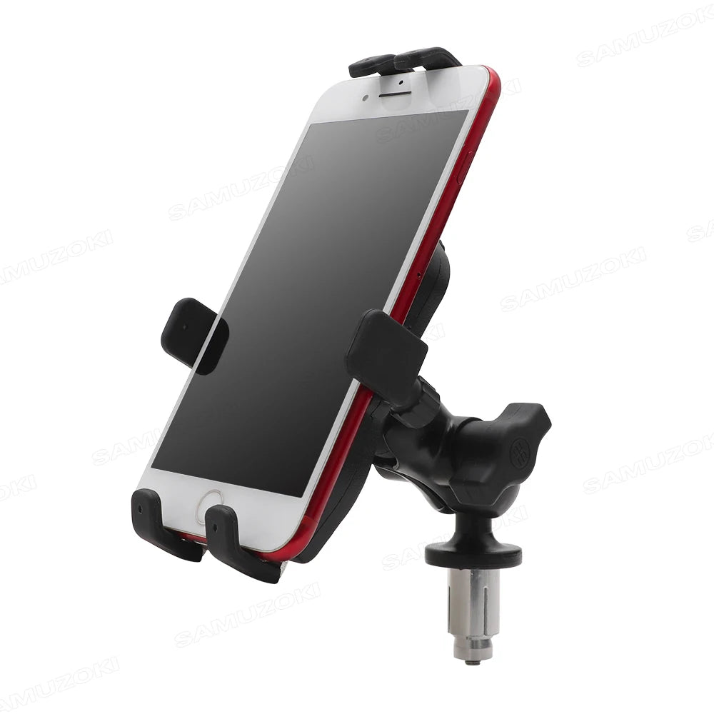 SAMUZOKI Motorcycle Phone Holder – Support GPS Moto Aluminium Fixation Potence 14–19mm