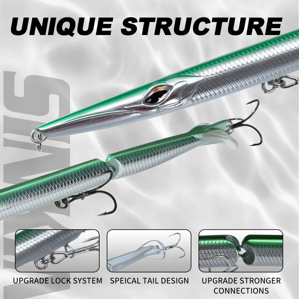 Leurre Swimbait 180mm Coulant – Poisson Articulé 3 Segments Pêche Gros Carnassiers