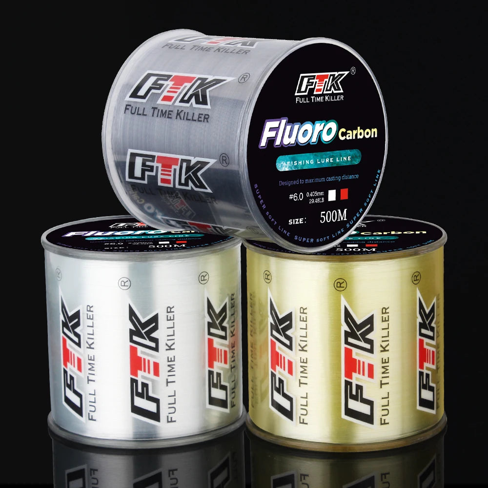 Fil de pêche fluorocarbone FTK 300M/500M – Haute résistance & faible visibilité
