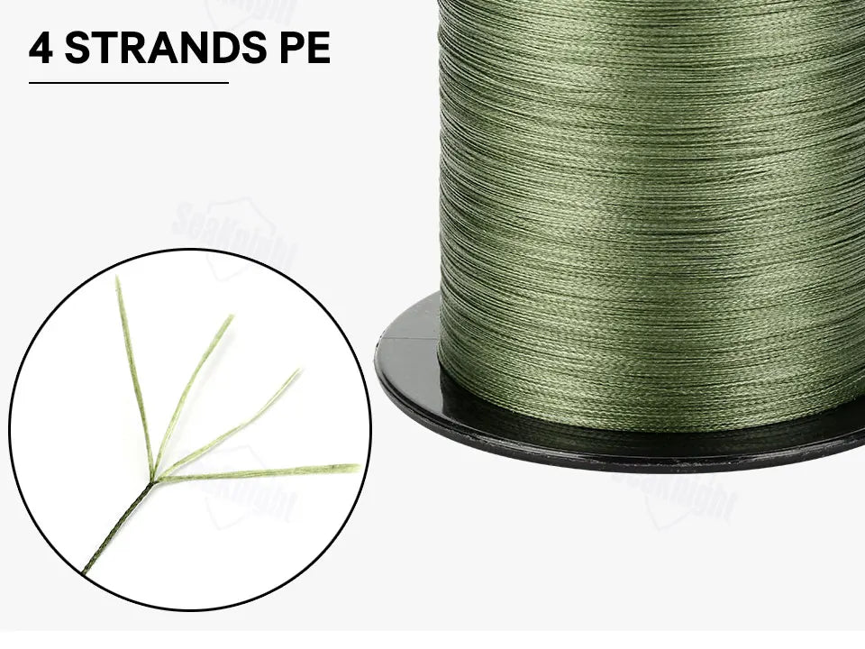Ligne Pêche PE SeaKnight 8‑100LB – Fil Tressé 4 Brins Anti‑Abrasion Mer Eau Douce