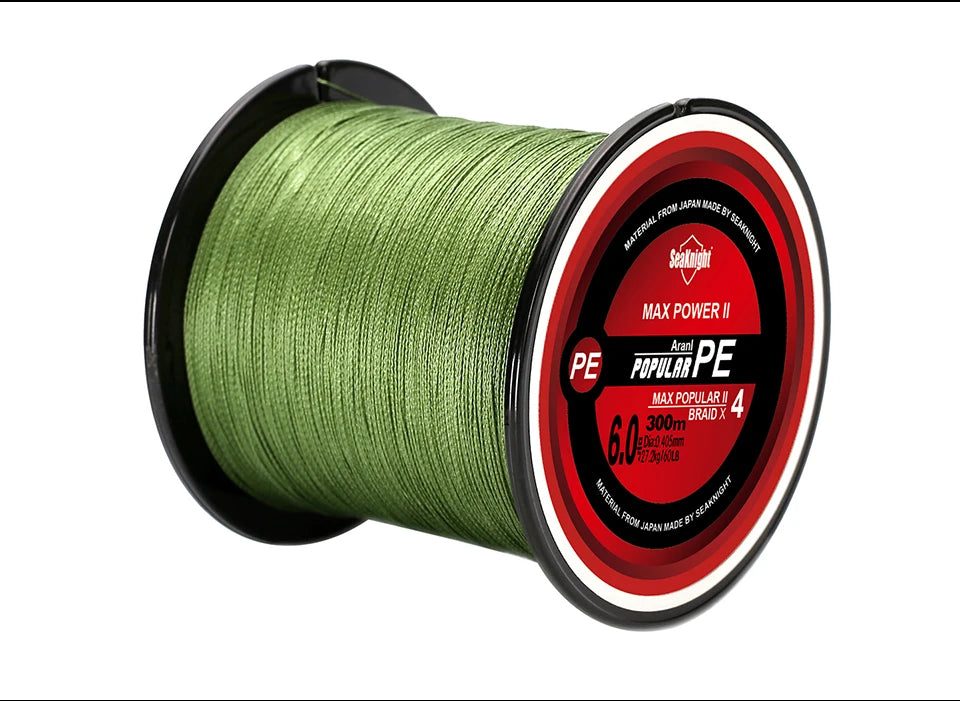 Ligne Pêche PE SeaKnight 8‑100LB – Fil Tressé 4 Brins Anti‑Abrasion Mer Eau Douce