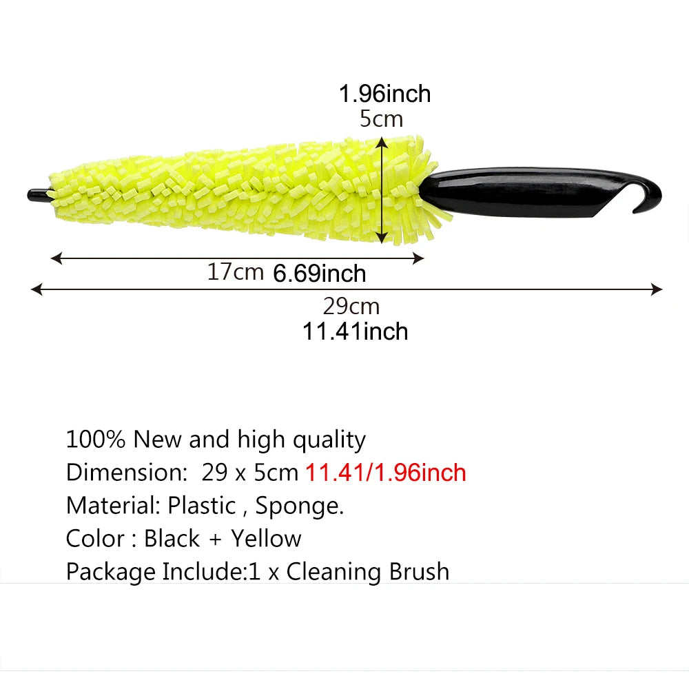 Brosse de nettoyage pour jantes et roues de moto 29 cm – Éponge avec poignée ergonomique