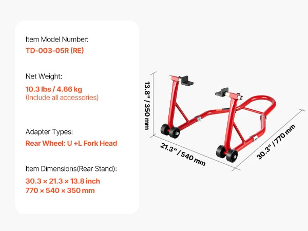 Béquille Moto Avant & Arrière Universelle 850kg – Support d’Entretien Acier Renforcé avec Roulettes & Réglage Ajustable