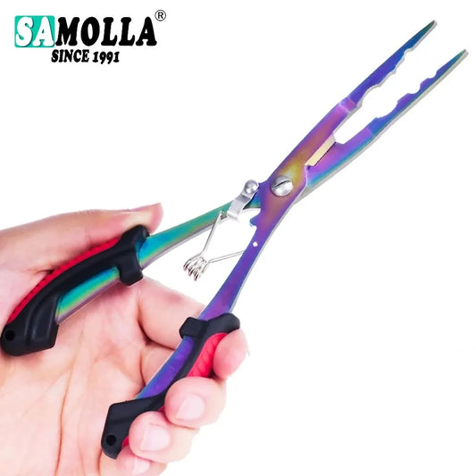 Pince de Pêche Multifonction Longue SAMOLLA – Acier Inoxydable 420