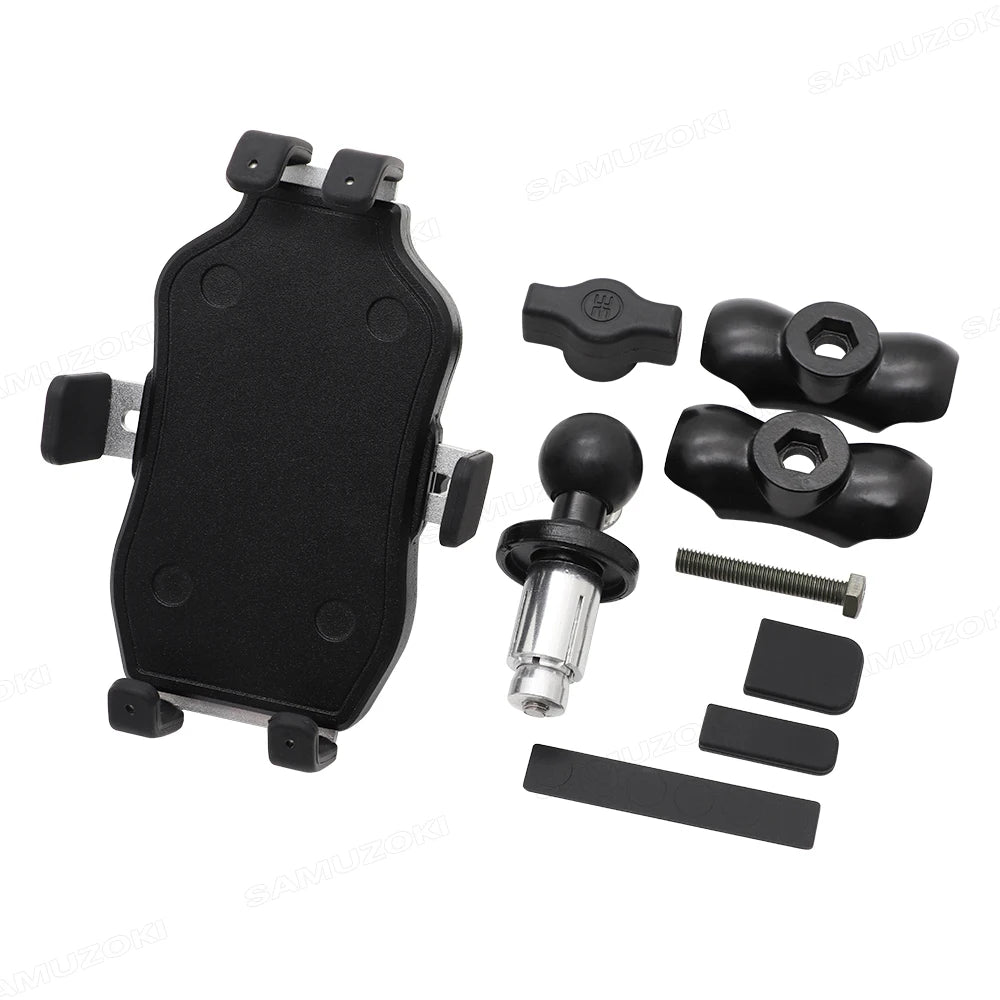 SAMUZOKI Motorcycle Phone Holder – Support GPS Moto Aluminium Fixation Potence 14–19mm