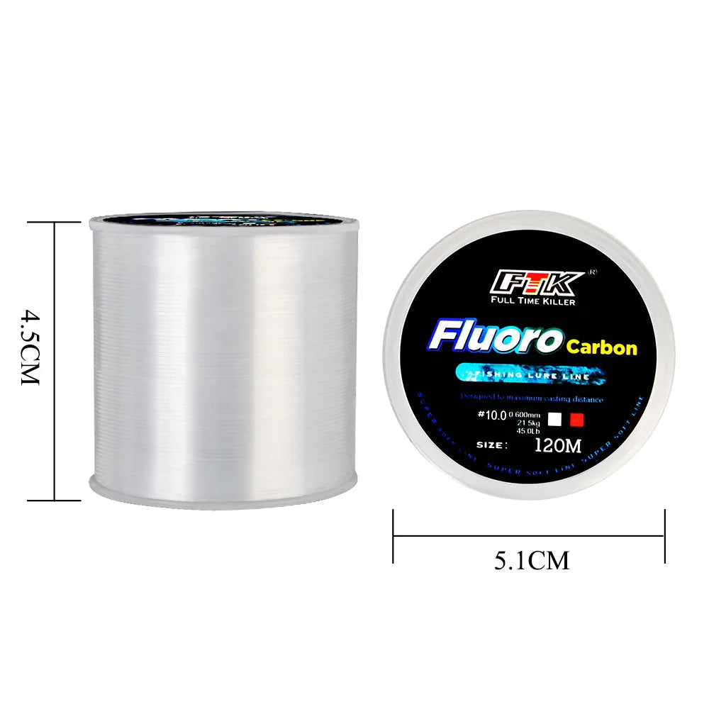 Fil de Pêche Fluorocarbone 120M FTK – Ligne Coulante Long Casting Haute Résistance