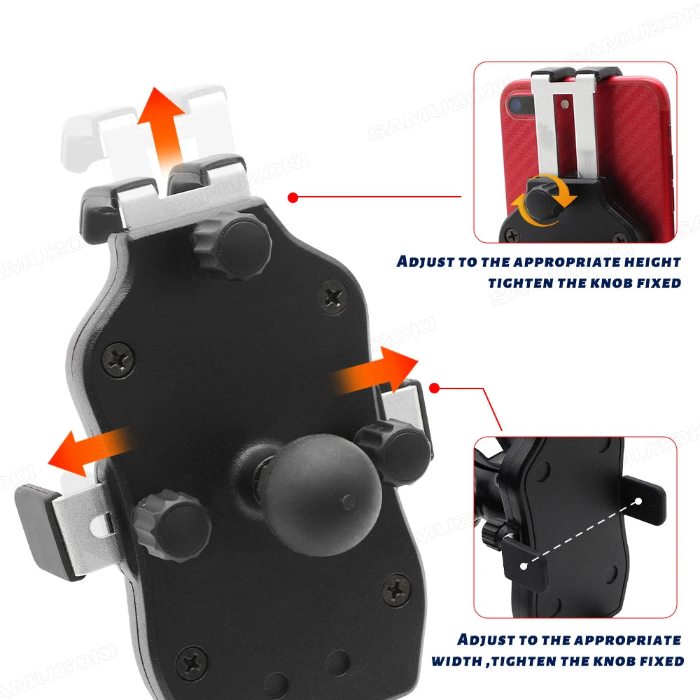 SAMUZOKI Motorcycle Phone Holder – Support GPS Moto Aluminium Fixation Potence 14–19mm
