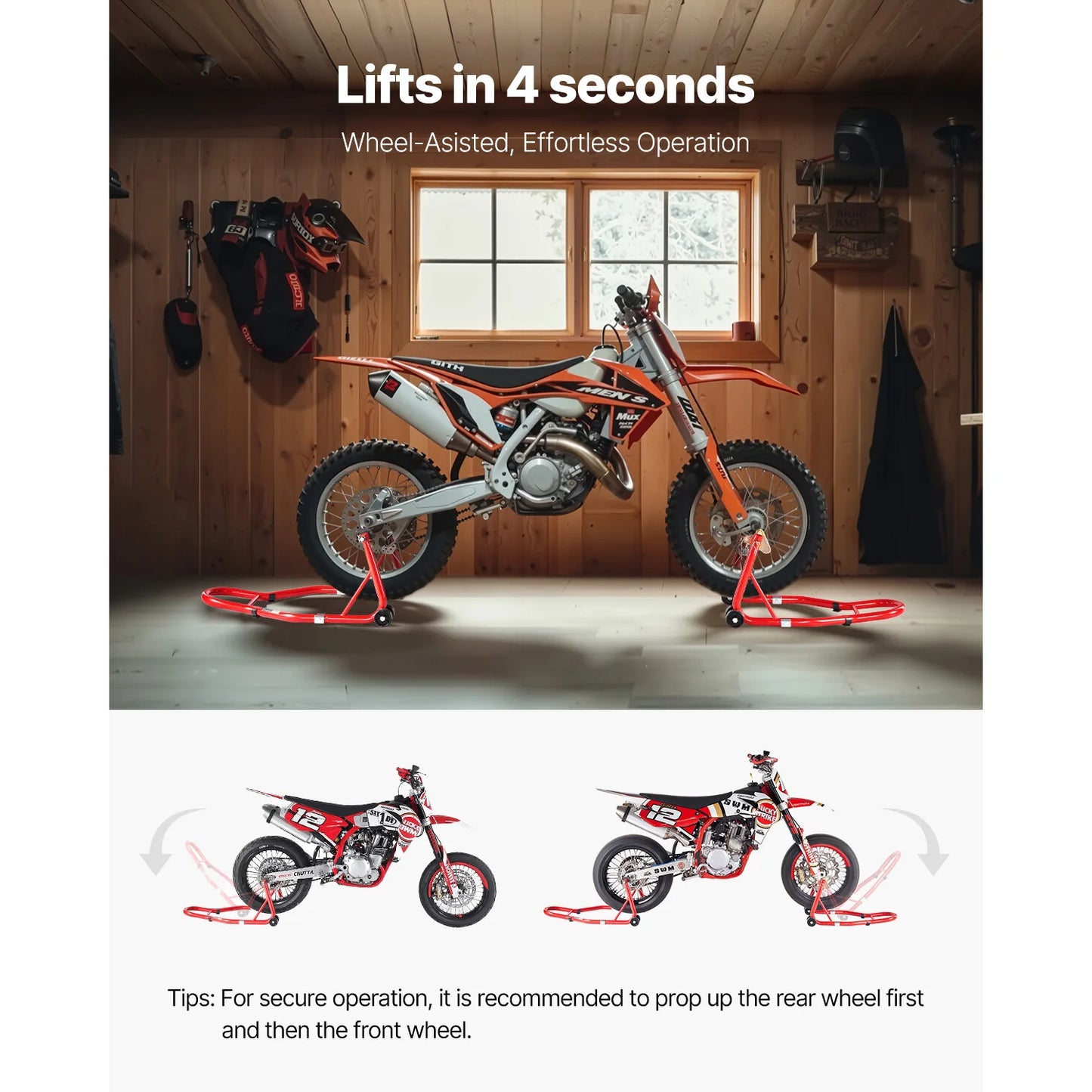 Béquille Moto Avant & Arrière Universelle 850kg – Support d’Entretien Acier Renforcé avec Roulettes & Réglage Ajustable