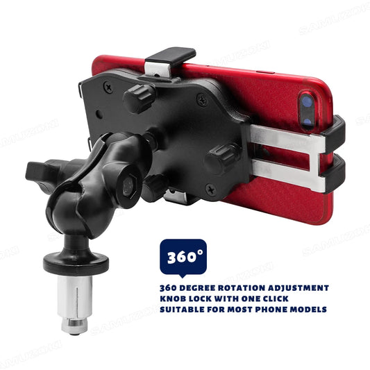 SAMUZOKI Motorcycle Phone Holder – Support GPS Moto Aluminium Fixation Potence 14–19mm