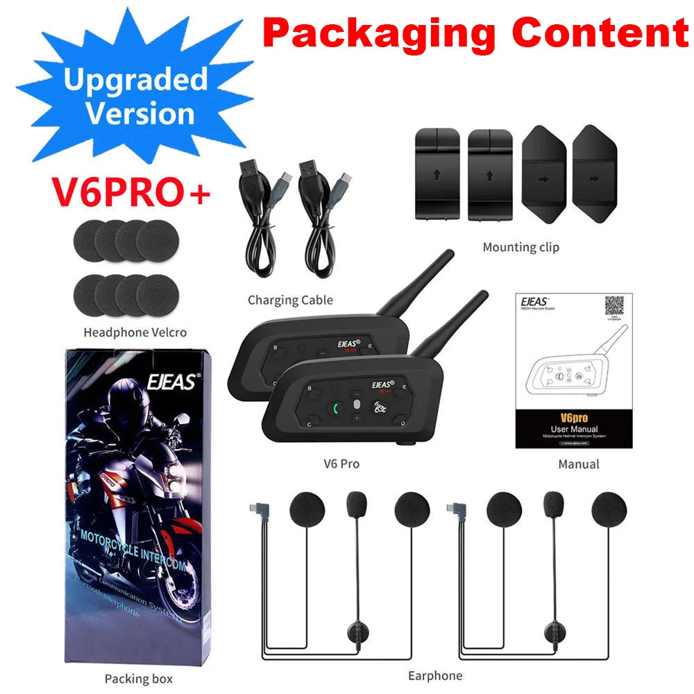 Intercom Bluetooth pour casque moto EJEAS V6 PRO+