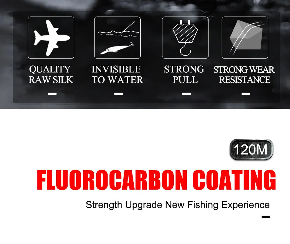 Fil de Pêche Fluorocarbone 120M FTK – Ligne Coulante Long Casting Haute Résistance