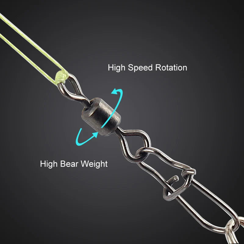 Émerillons à Agrafe en Acier Inoxydable – Boîte de 50 Pièces – Rolling Swivel avec Snap