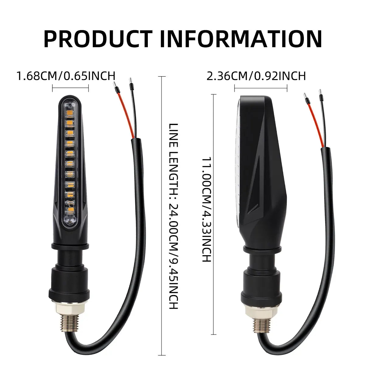 Clignotants LED pour moto universels avec feu de jour (DRL), clignotants à défilement ambre, indicateurs directionnels, feu arrière clignotant.