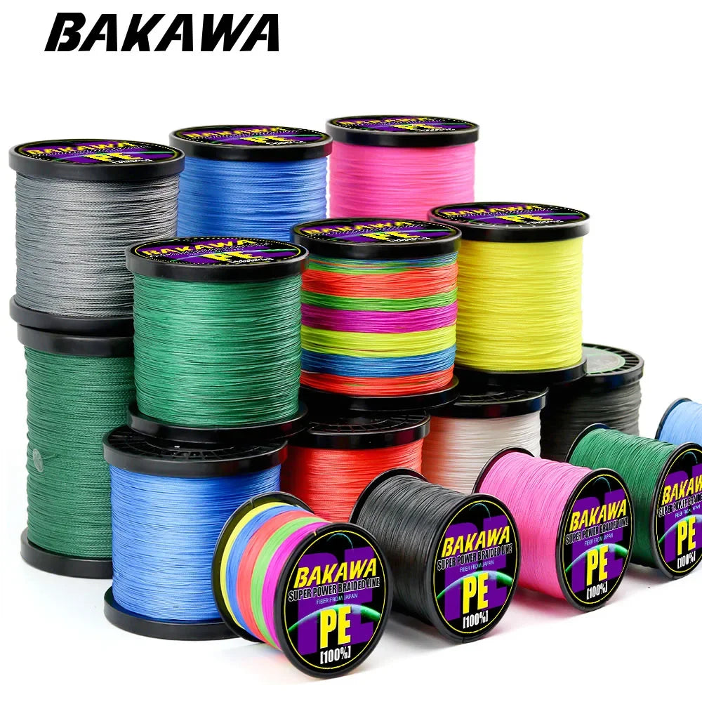 Fil Tressé BAKAWA X4 100M–1000M – Ligne Multifilament Haute Résistance Anti‑Abrasion PE Japonais