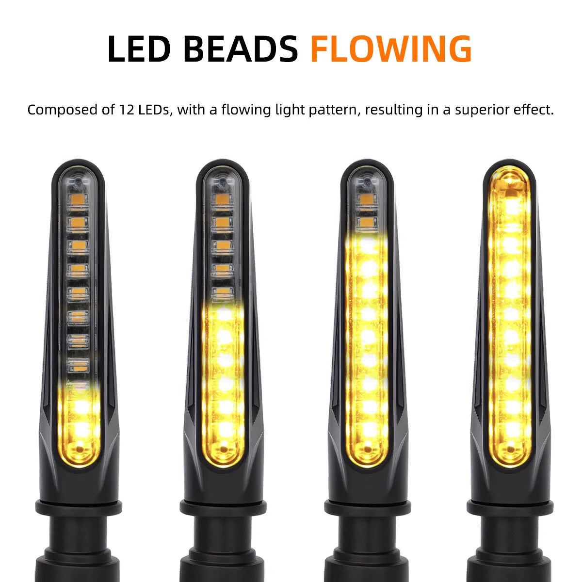Clignotants LED pour moto universels avec feu de jour (DRL), clignotants à défilement ambre, indicateurs directionnels, feu arrière clignotant.