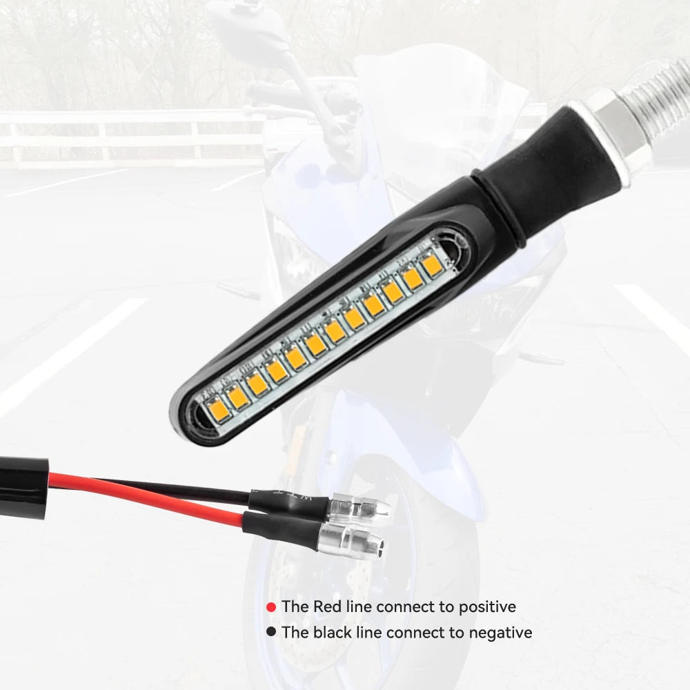 Clignotants LED pour moto avec indicateurs de direction, feu arrière clignotant, feu stop et feu de signalisation. Lampe DRL pour moto.