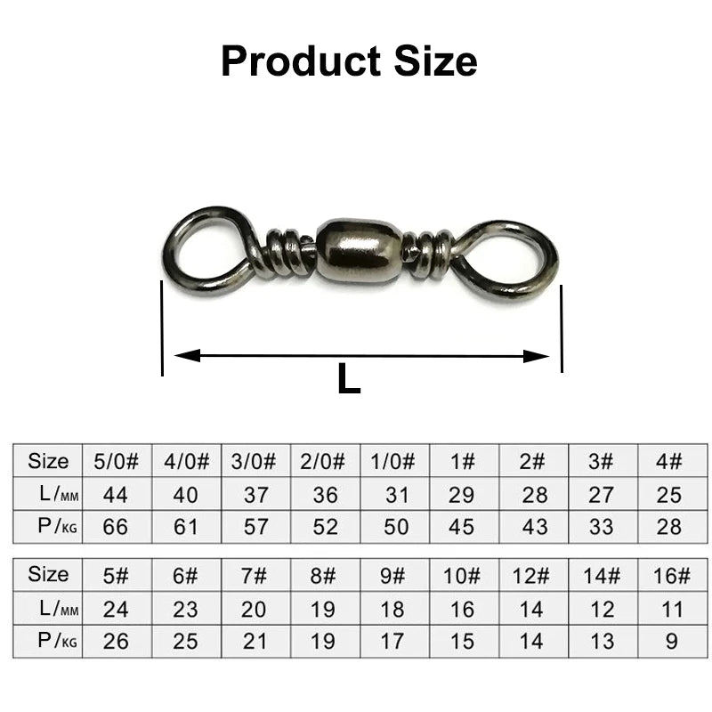 Lot de 50 Émerillons Pêche Haute Résistance – Anti-Torsion pour Ligne, Leurres & Hameçons