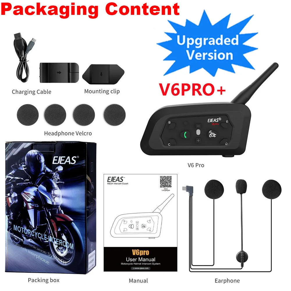 Intercom Bluetooth pour casque moto EJEAS V6 PRO+