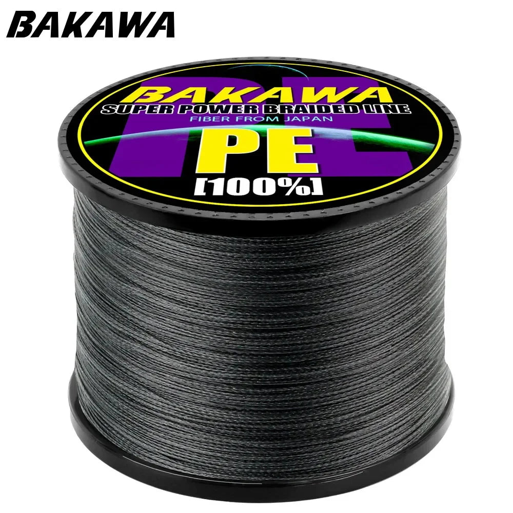 Fil Tressé BAKAWA X4 100M–1000M – Ligne Multifilament Haute Résistance Anti‑Abrasion PE Japonais