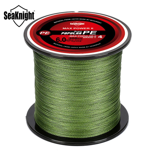 Ligne Pêche PE SeaKnight 8‑100LB – Fil Tressé 4 Brins Anti‑Abrasion Mer Eau Douce
