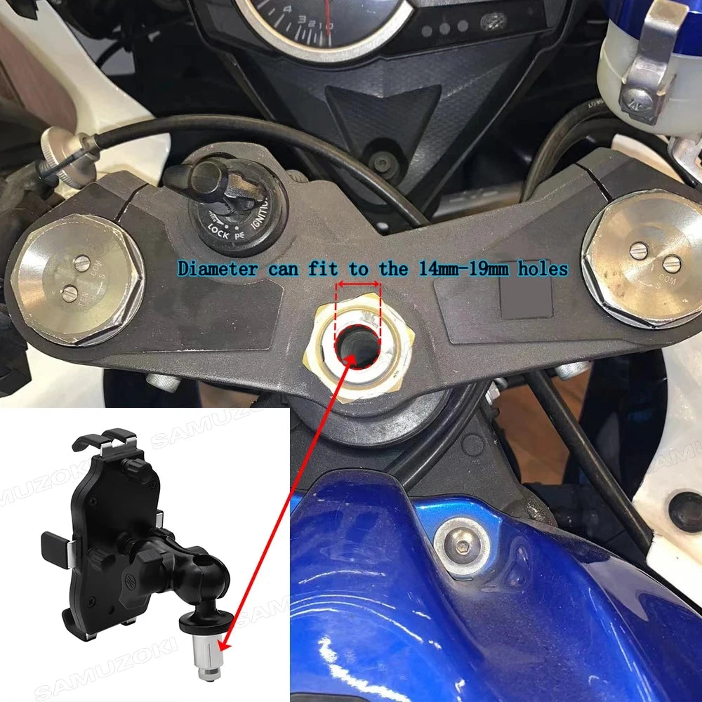 SAMUZOKI Motorcycle Phone Holder – Support GPS Moto Aluminium Fixation Potence 14–19mm