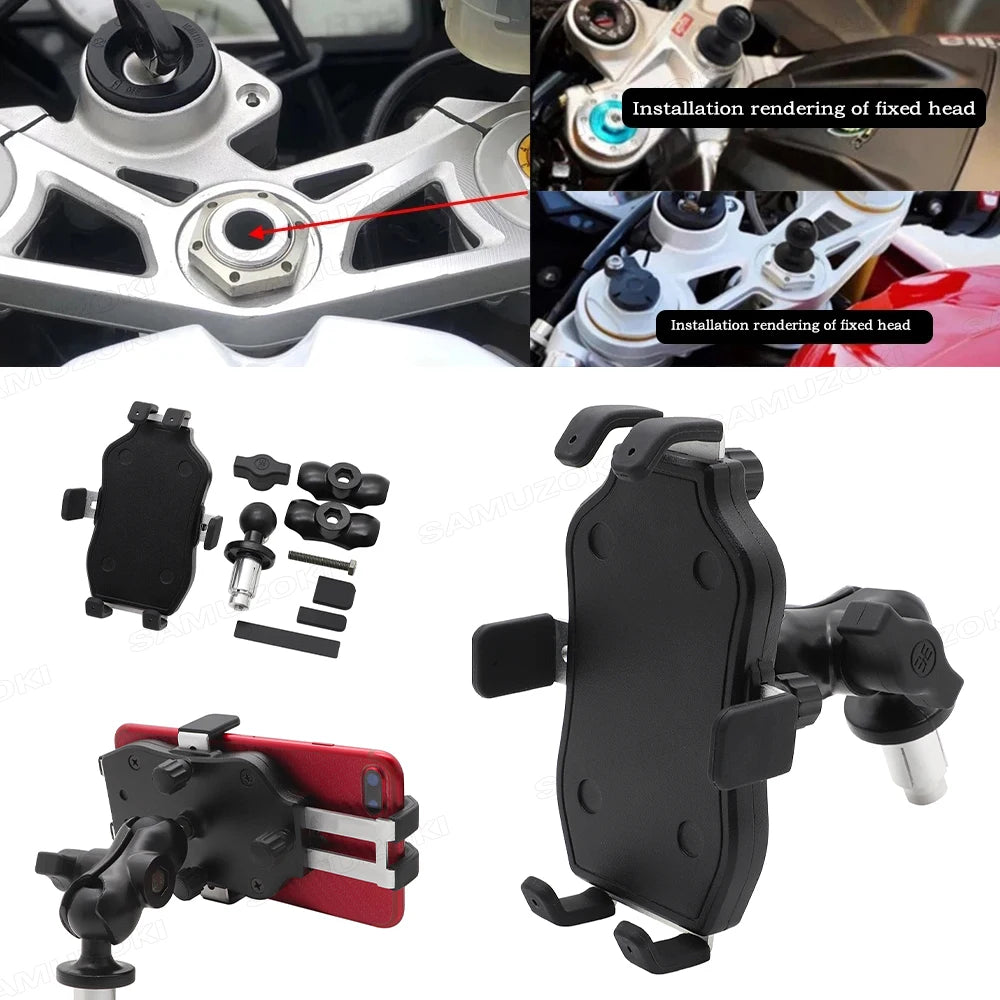 SAMUZOKI Motorcycle Phone Holder – Support GPS Moto Aluminium Fixation Potence 14–19mm