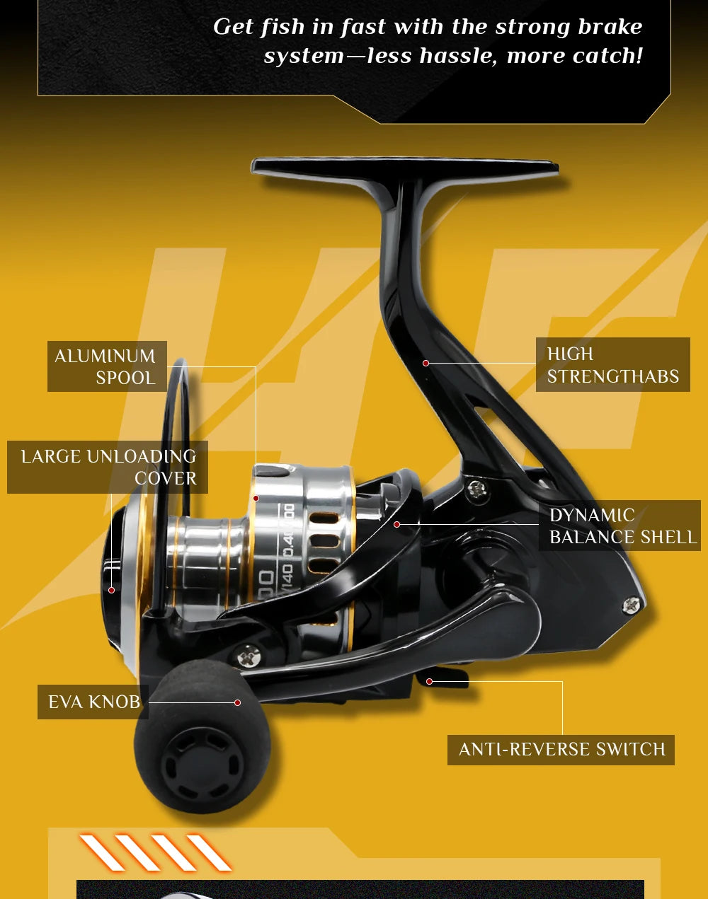 Moulinet Spinning Métal Rooblinos – Ratio 5.2:1 Haute Résistance Mer & Eau Douce