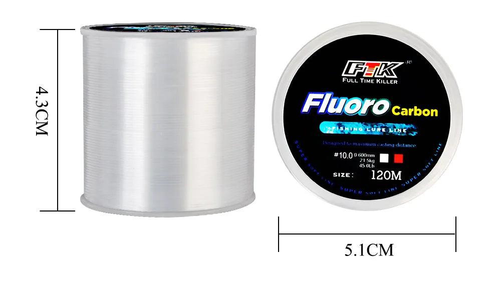 Fil de Pêche Fluorocarbone 120M FTK – Ligne Coulante Long Casting Haute Résistance