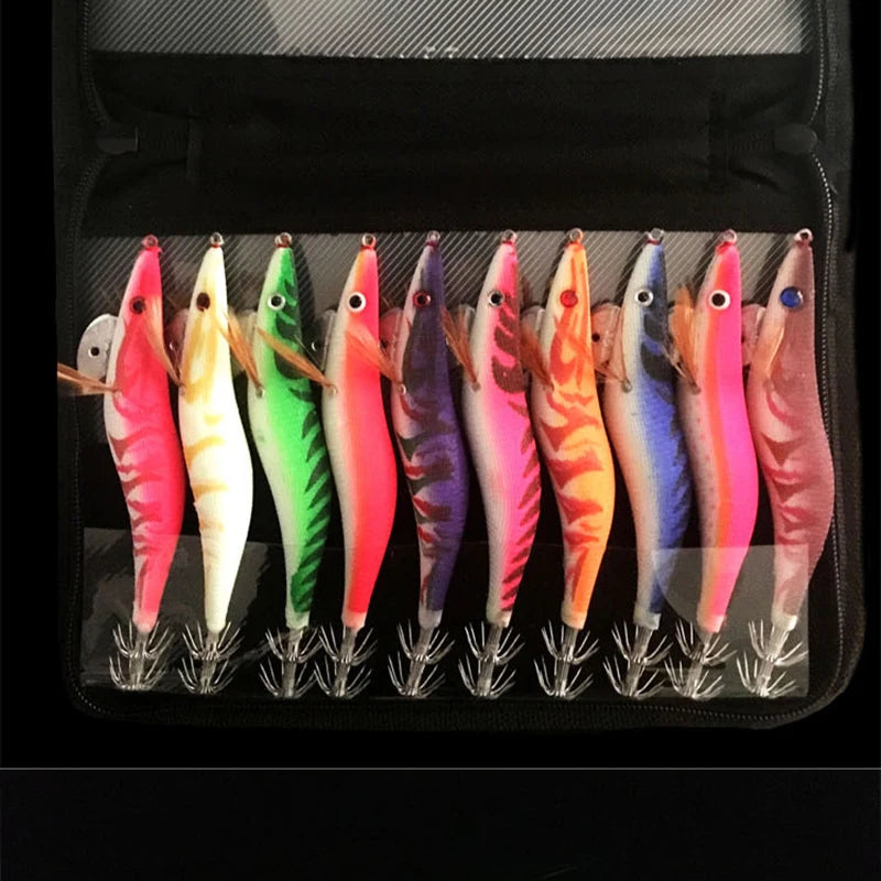10pcs Leurres Calamar Lumineux 3D – Turluttes Crevette 13.5cm 19.5g Pêche Seiche & Poulpe