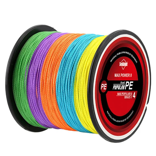 Ligne Pêche PE SeaKnight 8‑100LB – Fil Tressé 4 Brins Anti‑Abrasion Mer Eau Douce