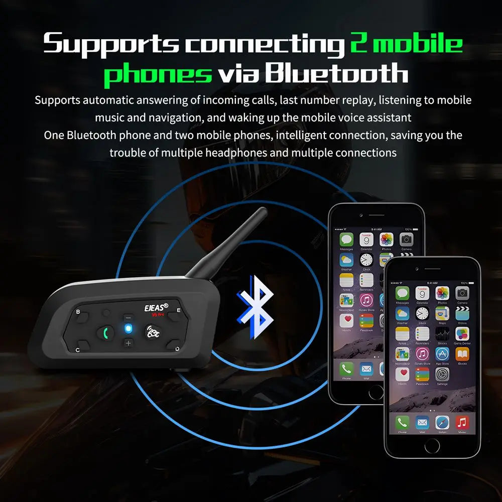 Intercom Bluetooth pour casque moto EJEAS V6 PRO+