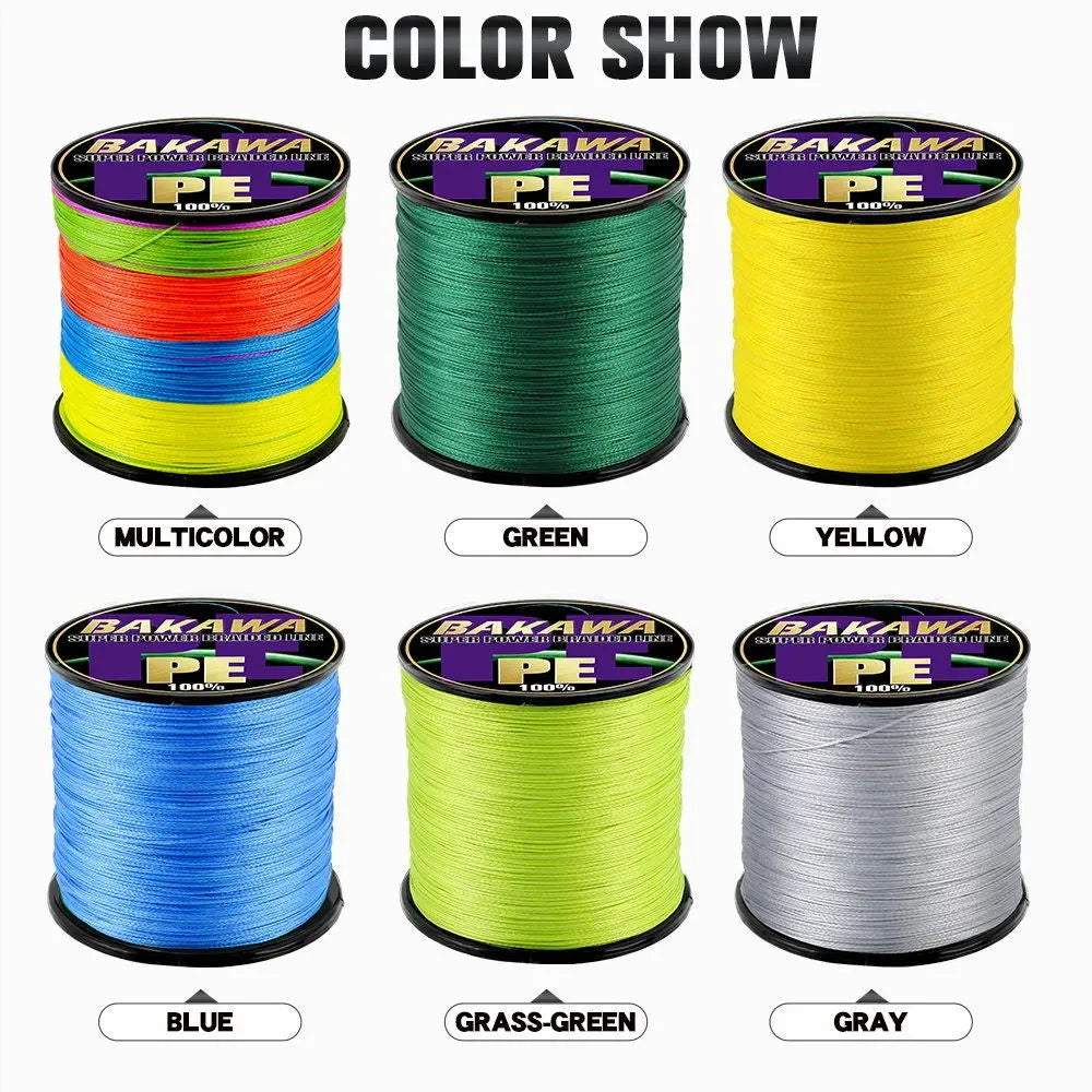 Fil Tressé BAKAWA X4 100M–1000M – Ligne Multifilament Haute Résistance Anti‑Abrasion PE Japonais