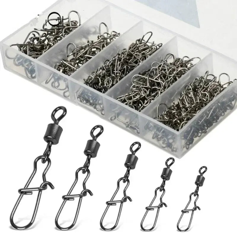 Émerillons à Agrafe en Acier Inoxydable – Boîte de 50 Pièces – Rolling Swivel avec Snap