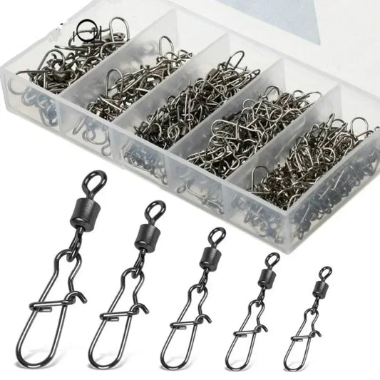 Émerillons à Agrafe en Acier Inoxydable – Boîte de 50 Pièces – Rolling Swivel avec Snap