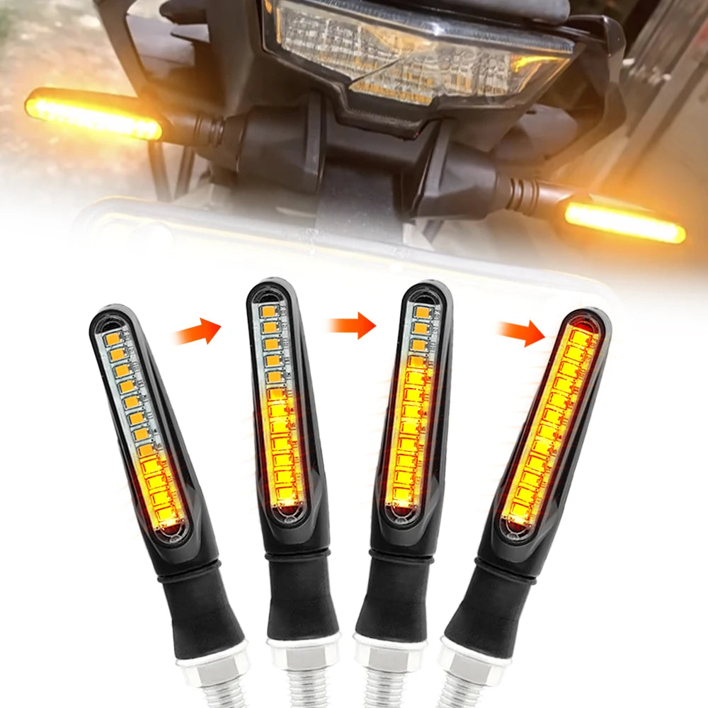 Clignotants LED pour moto avec indicateurs de direction, feu arrière clignotant, feu stop et feu de signalisation. Lampe DRL pour moto.