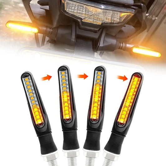 Clignotants LED pour moto avec indicateurs de direction, feu arrière clignotant, feu stop et feu de signalisation. Lampe DRL pour moto.