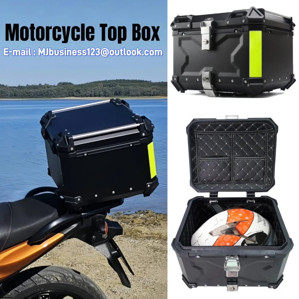 Top case moto étanche 45L / 55L / 65L en alliage d’aluminium – coffre arrière universel compatible avec la plupart des motos et scooters
