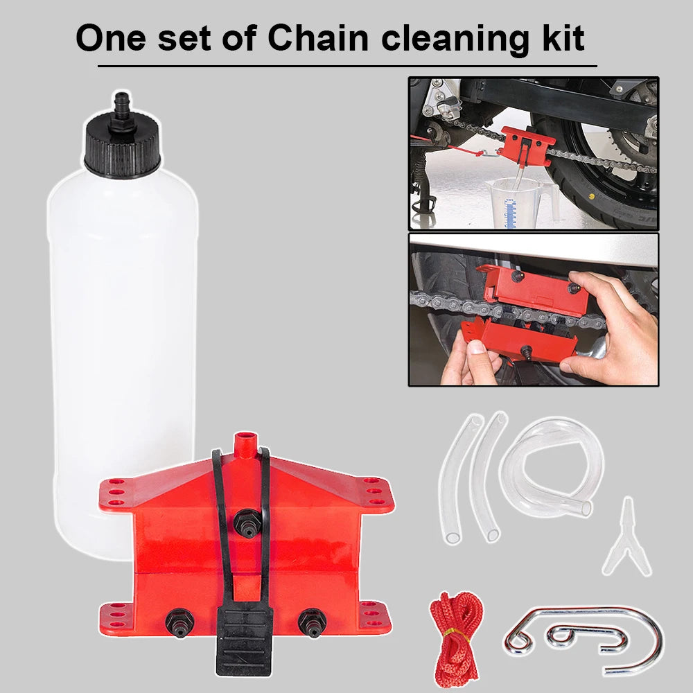 Kit de nettoyage et lubrification de chaîne de moto – Brosse nettoyante avec outil d'entretien