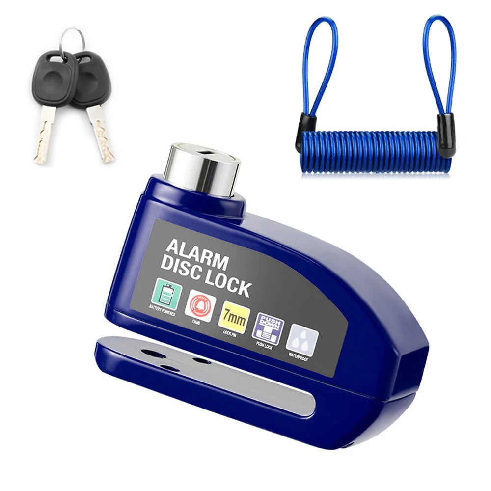 Antivol de disque de frein pour moto avec alarme, cadenas de sécurité pour roue, étanche, alarme puissante de 110 dB, système antivol pour moto avec verrou de disque.