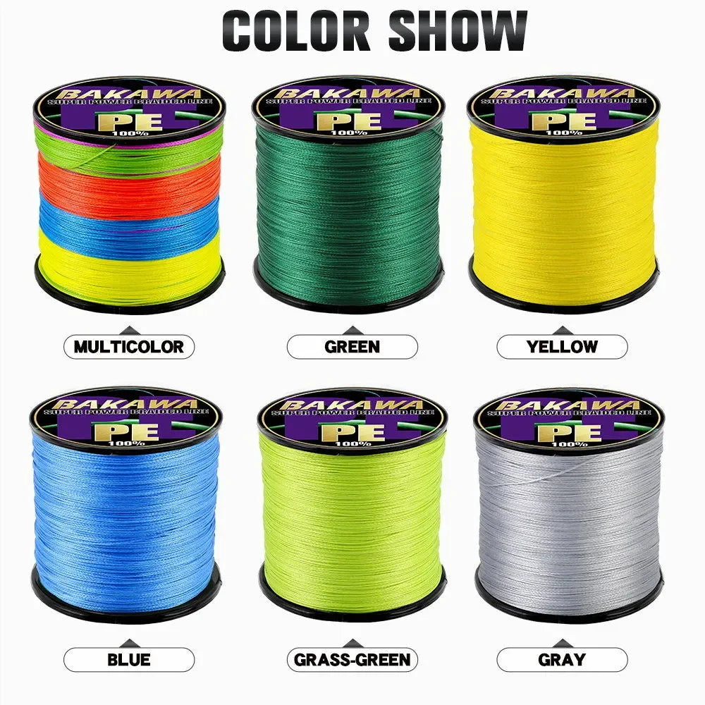 Fil Tressé BAKAWA X4 100M–1000M – Ligne Multifilament Haute Résistance Anti‑Abrasion PE Japonais