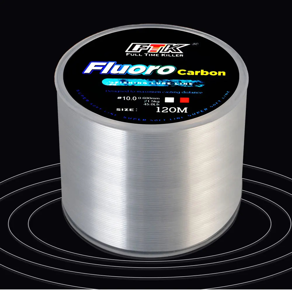 Fil de Pêche Fluorocarbone 120M FTK – Ligne Coulante Long Casting Haute Résistance