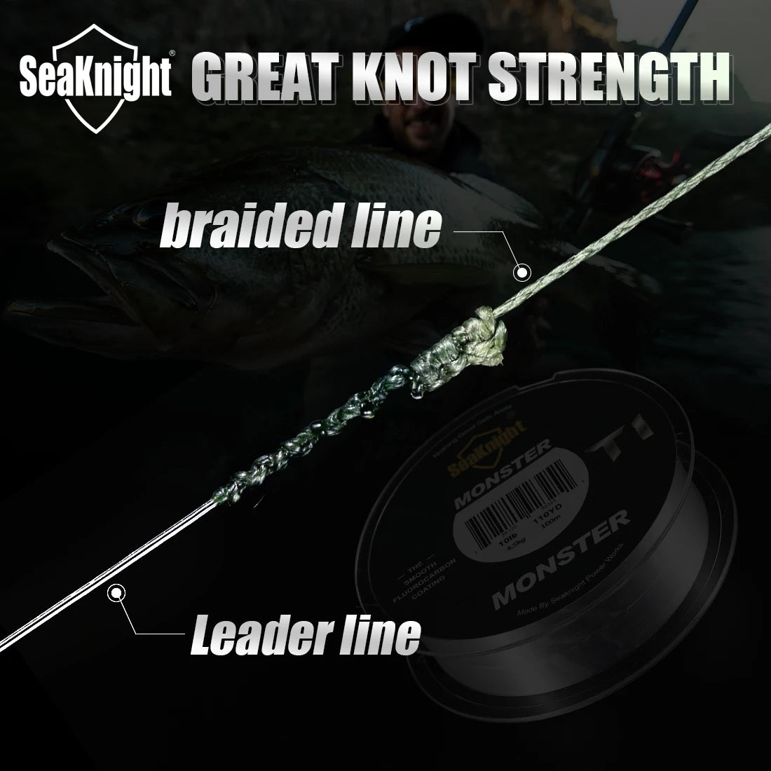 Ligne Pêche PE SeaKnight 8‑100LB – Fil Tressé 4 Brins Anti‑Abrasion Mer Eau Douce