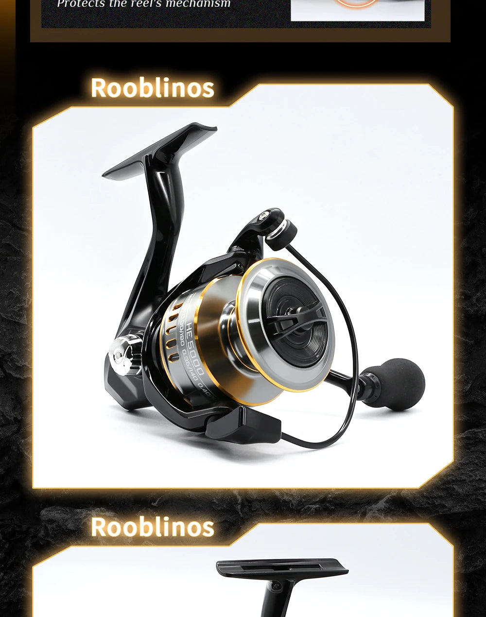 Moulinet Spinning Métal Rooblinos – Ratio 5.2:1 Haute Résistance Mer & Eau Douce