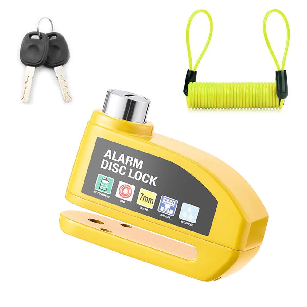 Antivol de disque de frein pour moto avec alarme, cadenas de sécurité pour roue, étanche, alarme puissante de 110 dB, système antivol pour moto avec verrou de disque.